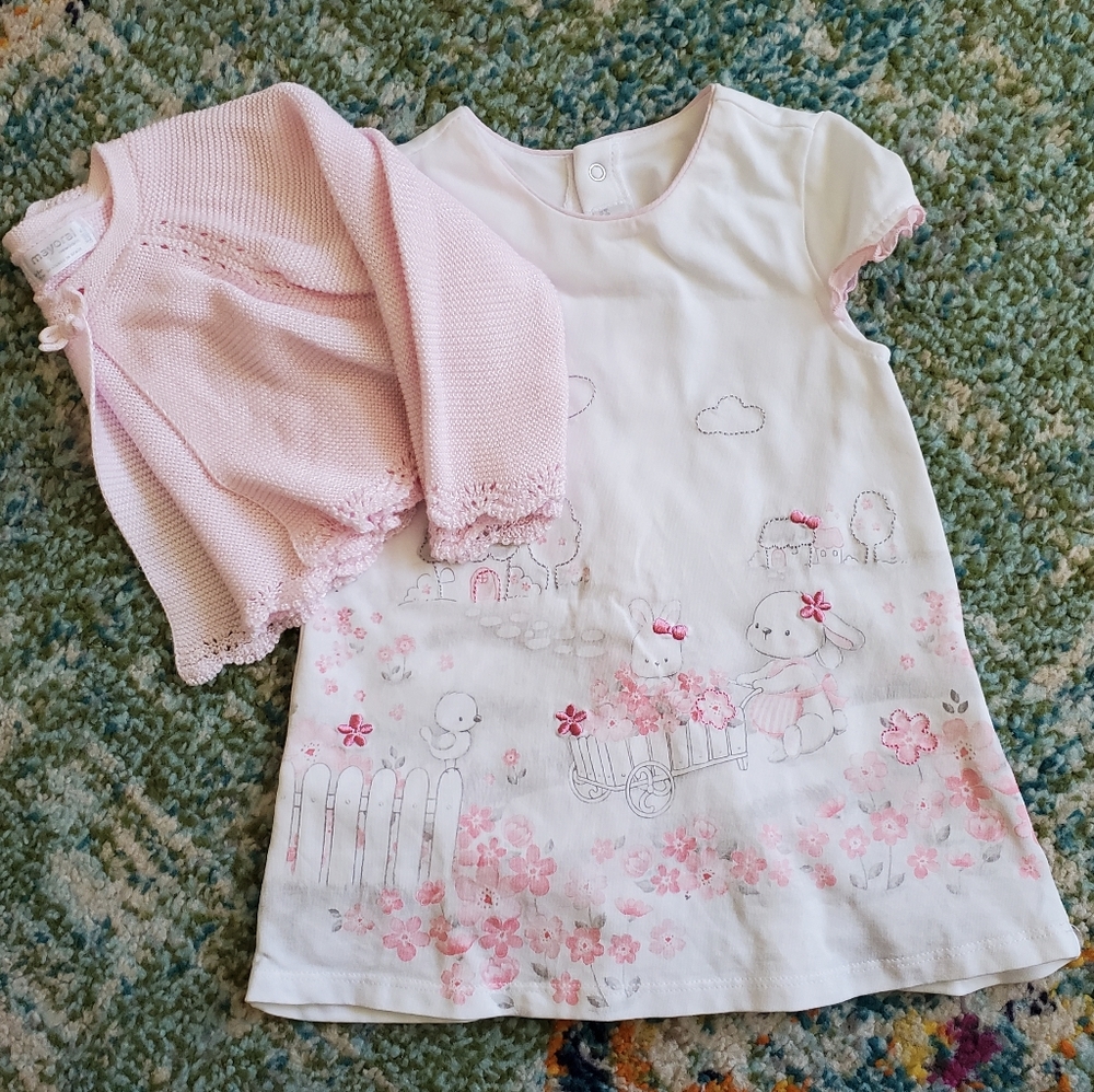 Mayoral Dress & Cardigan Set, 6-9mths